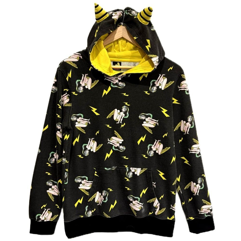 Japanese Anime Sexy Girl Graphic Hoodie Mens Size Small Manga Cosplay Horn Ears
